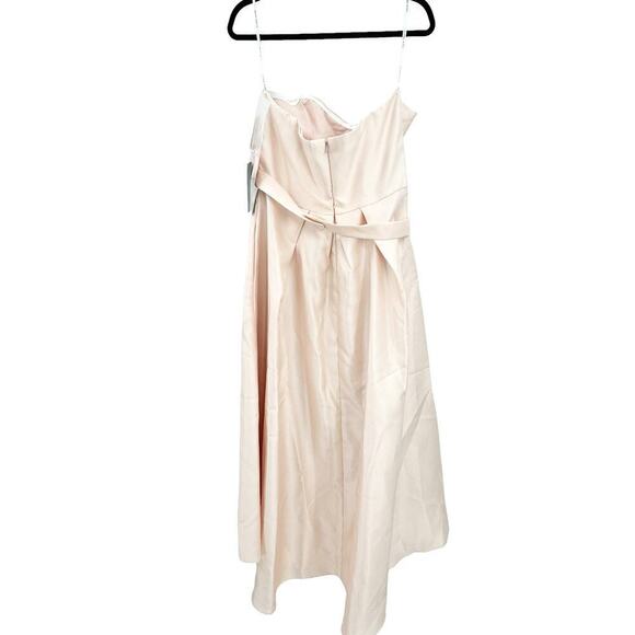 Alfred Sung D699S Strapless Pleated High/Low Sateen Twill Gown Blush Size 16 NWT - Picture 7 of 12